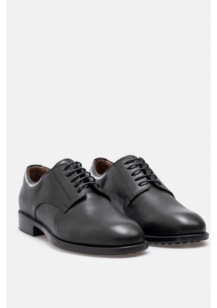 Ayakkabı Siyah Pürüzsüz Hakiki Deri El Yapımı Noktalı Konfor Tabanlı Klasik Erkek Ayakkabı