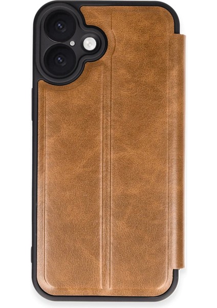 MYT09 iPhone 16 Plus Kılıf Flip Cover - Taba