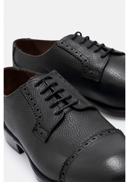 Ayakkabı Siyah Hakiki Floater Deri El Yapımı Brogue (Delikli) Konfor Tabanlı Erkek Ayakkabı fırsatları