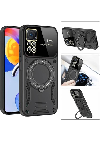 MYT09 Xiaomi Redmi Note 11 Pro Kılıf Joy Lens Standlı Kapak - Kırmızı modelleri