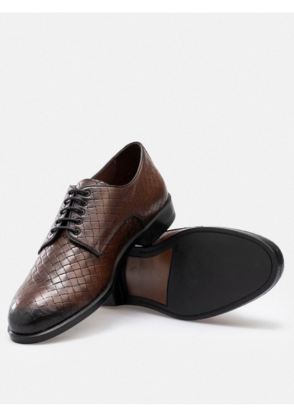 Ayakkabı Kahverengi Örgü Hasır Desenli Hakiki Deri El Yapımı Klasik Erkek Ayakkabı fiyatları