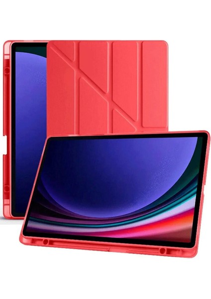 MYT09 Samsung Galaxy X610 Tab S9 Fe Plus 12.4 Kılıf Kalemlikli Mars Tablet Kılıfı - Kırmızı fırsatları