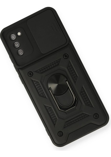 MYT09 Samsung Galaxy A03S Kılıf Pars Lens Yüzüklü Silikon - Siyah modelleri