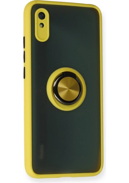 MYT09 Xiaomi Redmi 9A Kılıf Montreal Yüzüklü Silikon Kapak - Sarı fiyatları