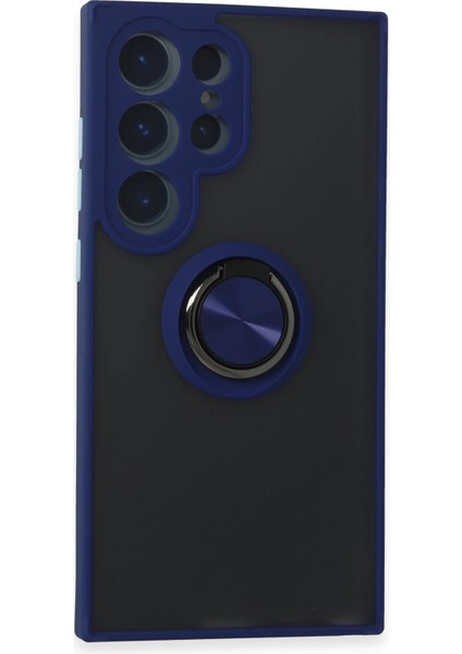 MYT09 Samsung Galaxy S24 Ultra Kılıf Montreal Yüzüklü Silikon Kapak - Lacivert