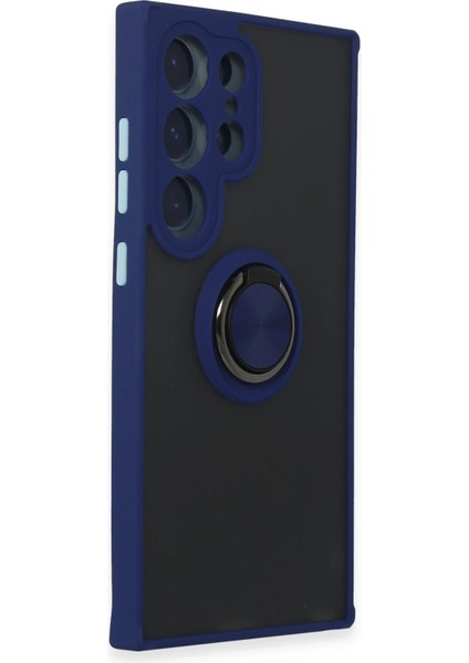 MYT09 Samsung Galaxy S24 Ultra Kılıf Montreal Yüzüklü Silikon Kapak - Lacivert fiyatları