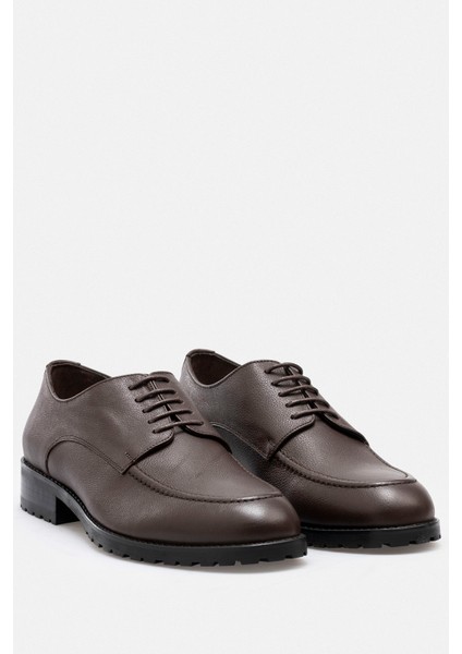 Ayakkabı Kahverengi Hakiki Floater Deri El Yapımı Tırtıklı Yıldız Taban Moc Toe Erkek Ayakkabı