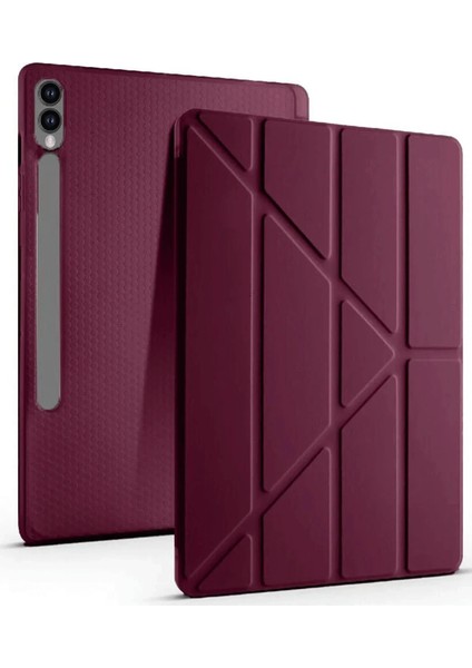 MYT09 Samsung Galaxy X610 Tab S9 Fe Plus 12.4 Kılıf Kalemlikli Mars Tablet Kılıfı - Mürdüm