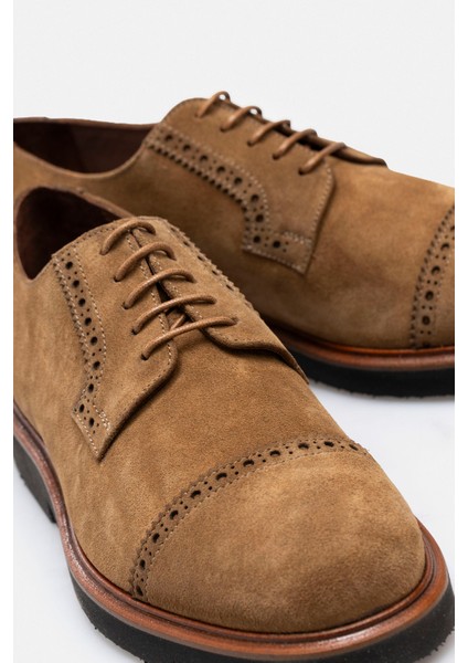Ayakkabı Taba Hakiki Süet Deri El Yapımı Brogue (Delikli) Konfor Eva Tabanlı Erkek Ayakkabı modelleri