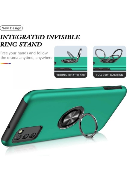 MYT09 Samsung Galaxy A02S Kılıf Elit Yüzüklü Kapak - Yeşil modelleri