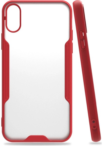MYT09 iPhone x Kılıf Platin Silikon - Kırmızı