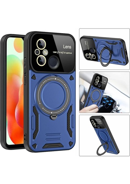 MYT09 Xiaomi Redmi 12C Kılıf Joy Lens Standlı Kapak - Lacivert modelleri