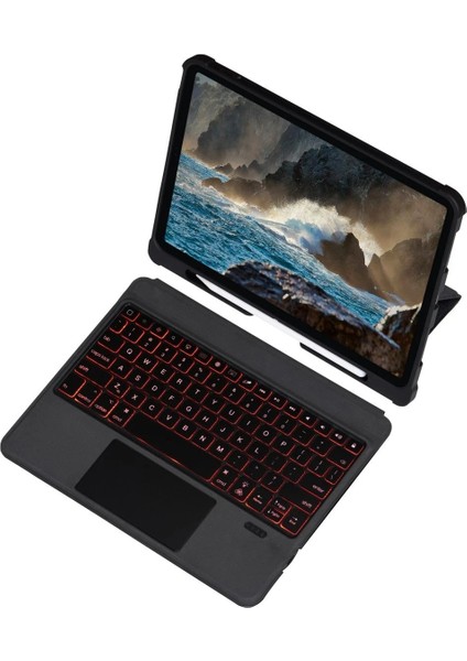 MYT09 T5209D iPad Pro 12.9 (2021) Kılıf Inter Ledli Klavyeli Tablet Kılıfı - Siyah