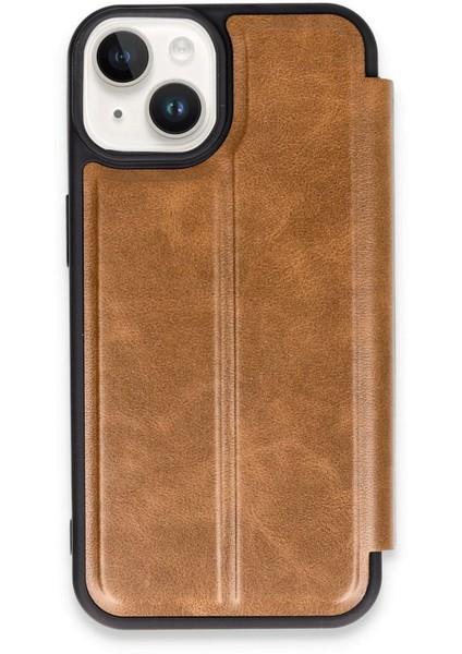 MYT09 iPhone 14 Kılıf Flip Cover - Taba