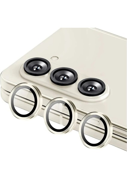 MYT09 Samsung Galaxy Z Fold 5 Valdez Metal Kamera Lens - Krem