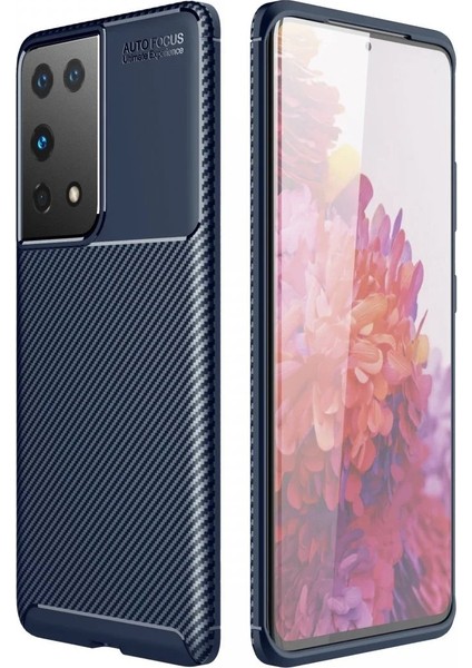 MYT09 Samsung Galaxy S21 Ultra Kılıf Auto Focus Karbon Kapak - Lacivert