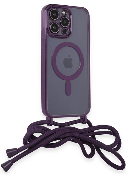 MYT09 iPhone 13 Pro Max Kılıf Divo Lazer Askılı Magsafe Kapak - Derin Mor fiyatları