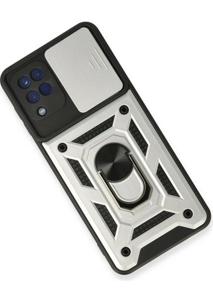 MYT09 Samsung Galaxy A22 Kılıf Pars Lens Yüzüklü Silikon - Gümüş modelleri