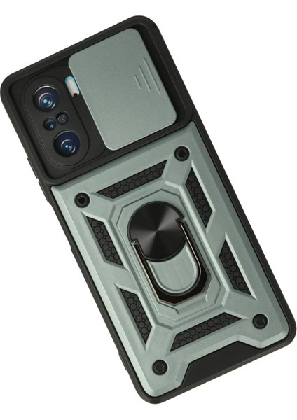 MYT09 Xiaomi Poco F3 Kılıf Pars Lens Yüzüklü Silikon - Yeşil fiyatları