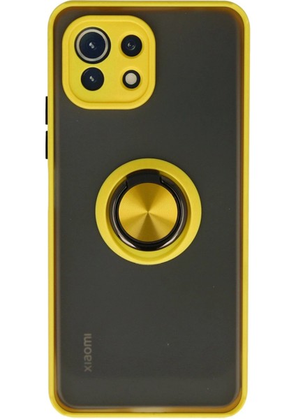 MYT09 Xiaomi Mi 11 Lite Kılıf Montreal Yüzüklü Silikon Kapak - Sarı
