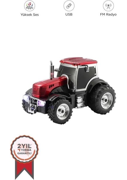 D42 Kırmızı Traktör Tasarım Usb/fm Radyo Bluetooth Hoparlör Speaker