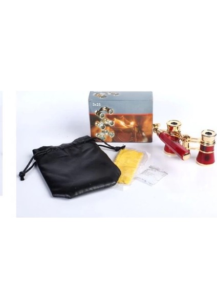 Nefis Işlemeli, Tiyatro / Opera Dürbünü 3X25 Prinç Metal Kaplamalı Retro Kahverengi fiyatları