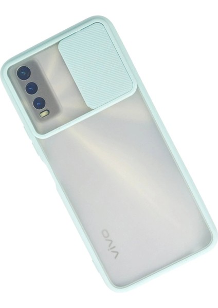 MYT09 Vivo Y11S Kılıf Palm Buzlu Kamera Sürgülü Silikon - Turkuaz fiyatları