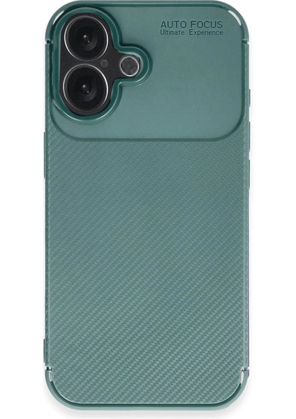 MYT09 iPhone 16 Plus Kılıf Auto Focus Karbon Kapak - Koyu Yeşil fırsatları