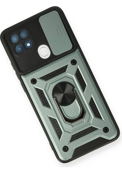 MYT09 Oppo A15 Kılıf Pars Lens Yüzüklü Silikon - Yeşil modelleri