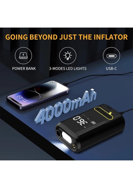 KA-760 Kablosuz Oto Araç Mini 4000MAH 150 Psı Işıklı Oto Hava Kompresörü modelleri