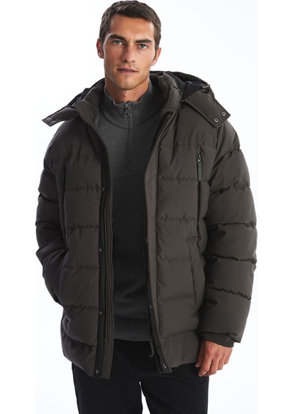 Yeni Sezon Standart Kalıp Kapüşonlu Erkek Şişme Mont