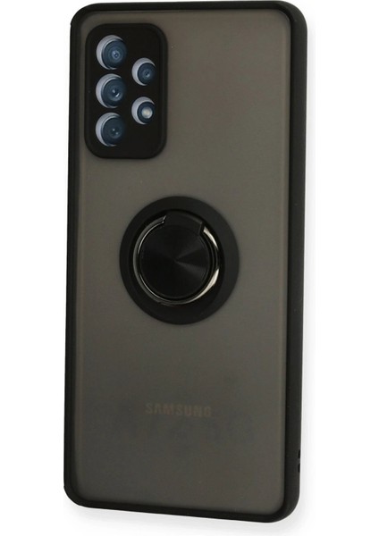 MYT09 Samsung Galaxy A72 Kılıf Montreal Yüzüklü Silikon Kapak - Siyah fiyatları
