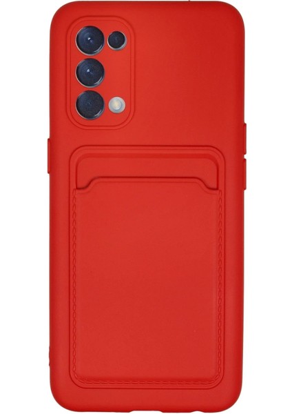 MYT09 Oppo Reno 5 Kılıf Kelvin Kartvizitli Silikon - Kırmızı