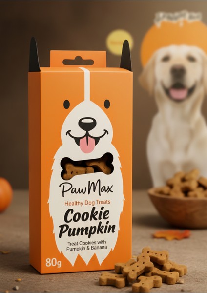 Köpek Ödül Maması Balkabaklı & Muzlu – Pawmax Cookie Pumpkin Doğal Glukozamin Destekli 80 g