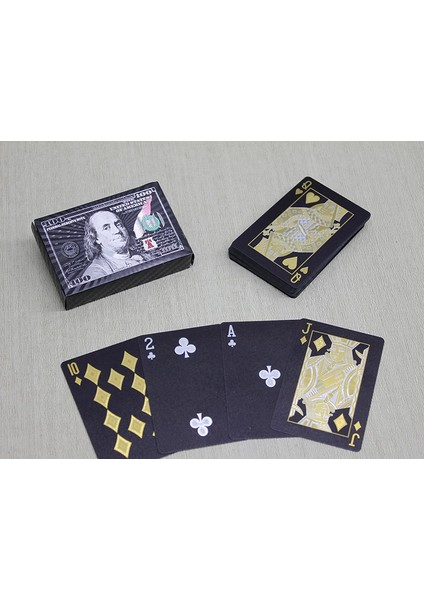 Gümüş Dolar Tasarımlı Siyah Iskambil Oyun Kartı ALK4337
