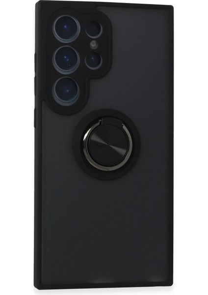 MYT09 Samsung Galaxy S24 Ultra Kılıf Montreal Yüzüklü Silikon Kapak - Siyah