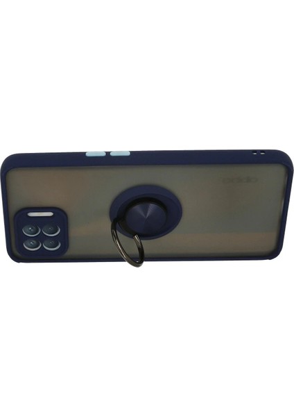 MYT09 Oppo Reno 4 Lite Kılıf Montreal Yüzüklü Silikon Kapak - Lacivert modelleri