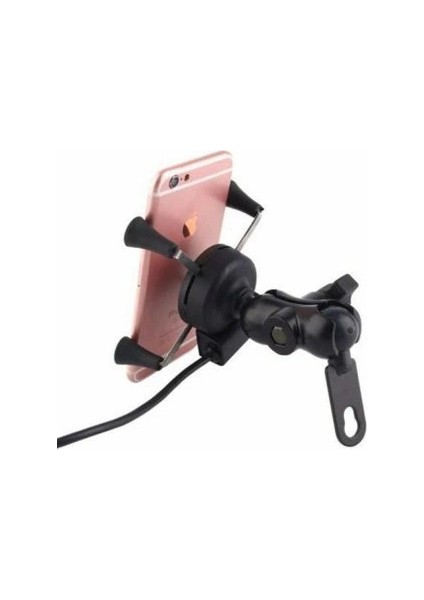 USB Şarjlı Ayna Bağlantılı Motosiklet Telefon Tutucu Motor Tutacağı fiyatları