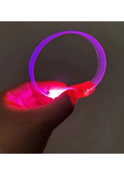 3 Modlu Pilli LED Işıklı Esnek Parti Bilekliği Pembe