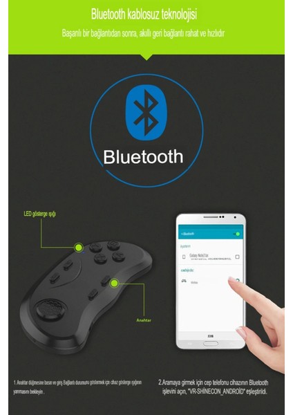 MYT09 Shinecon SC-B01 Sanal Gerçeklik Gözlüğü Kumandası - Siyah