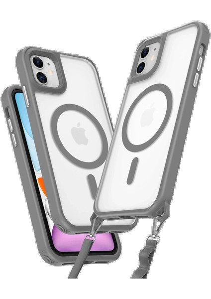 MYT09 iPhone 12 Kılıf Enka Magsafe Silikon Kılıf - Titan Gri