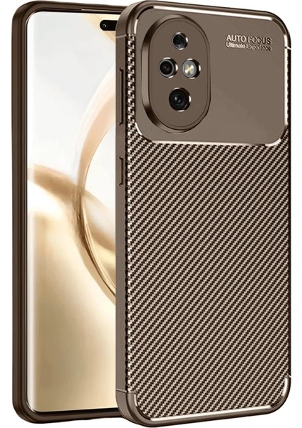 MYT09 Honor 200 Kılıf Auto Focus Karbon Kapak - Kahverengi