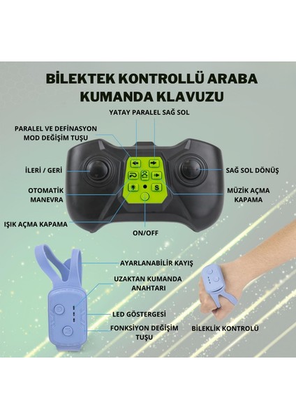 Oyuncak 2.4 Ghz Bilekten ve Uzaktan Kumandalı Işıklı 4x4 Çift Kumandalı Akrobat Araba Drift Car Bilekten Kontrol Kumandası ve Uzaktan Kumandalı fırsatları