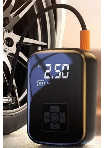 Airgo Taşınabilir Şarjlı Araba Hava Kompresörü Powerbank LED Işıklı Araç Lastik Top Şişirme Pompası fırsatları