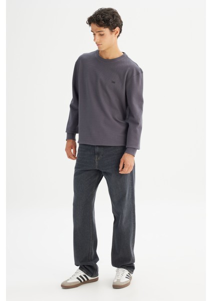 Erkek Pamuk Regular Fit Bisiklet Yaka Gri Sweatshirt - fiyatları