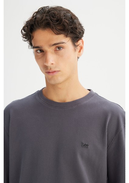 Erkek Pamuk Regular Fit Bisiklet Yaka Gri Sweatshirt - fırsatları