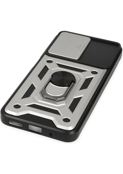 Xiaomi Poco M5 Kılıf Pars Lens Yüzüklü Silikon - Gümüş indirimleri