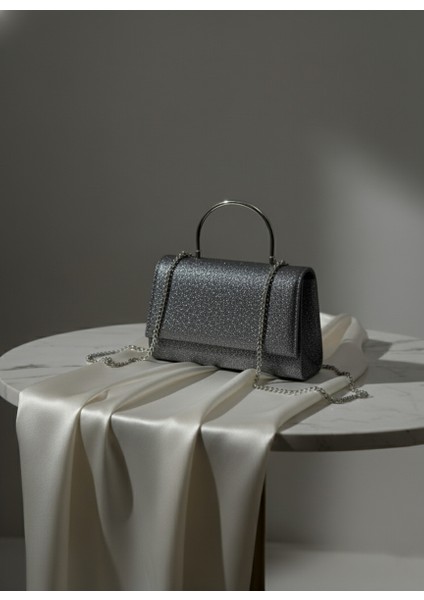 Simli Parlak Abiye Çanta (Simli Görünüm)(Beyaz - Altın - Açık Gümüş - Koyu Gümüş)