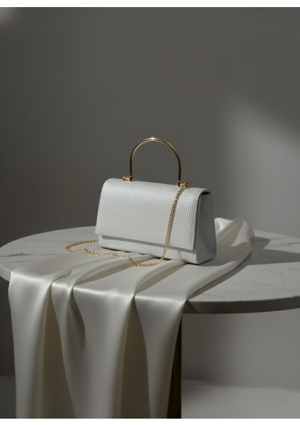 Simli Parlak Abiye Çanta (Simli Görünüm)(Beyaz - Altın - Açık Gümüş - Koyu Gümüş)