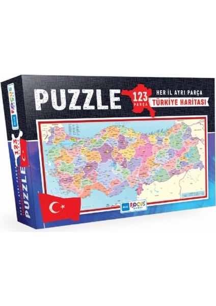 Blue Focus Türkiye Haritası Kutulu - Puzzle 123 Parça